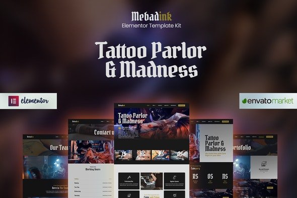 ThemeForest - Mebadink v1.0.0 - Tattoo & Piercing Studio Elementor Template Kit - 29731340