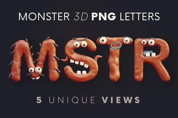 CreativeMarket - Plasticine Monsters - 3D Lettering - 5879316