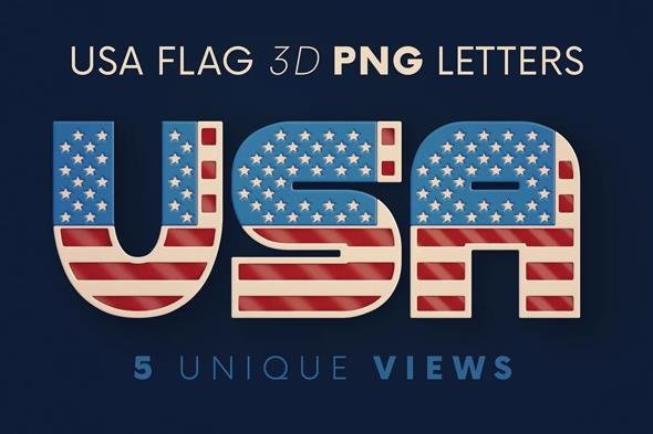 CreativeMarket - USA Flag - 3D Lettering - 5879454