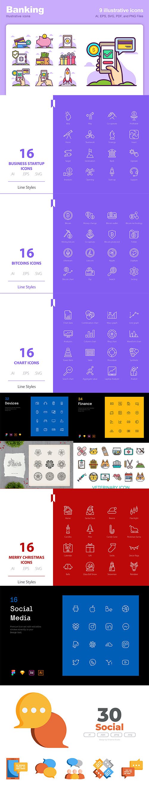 Mix collection of vector icons vol 9