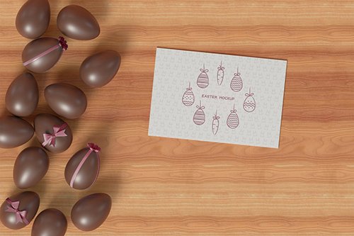 Easter Card with Eggs Mockup PSD