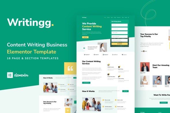 ThemeForest - Writingg v1.0.0 - Content Copywriting Services Elementor Template Kit - 31077235