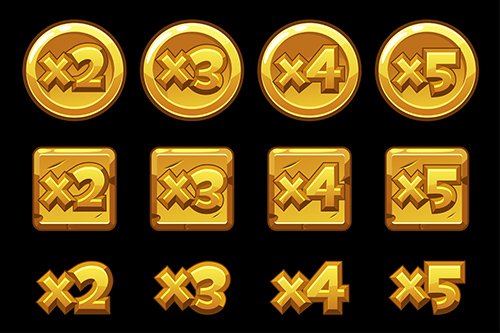 Gold bonus multiplied numbers for game set