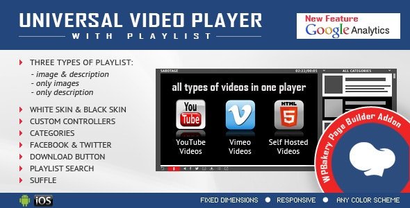 CodeCanyon - Visual Composer Addon - Universal Video Player for WPBakery Page Builder v3.1 - 12288147