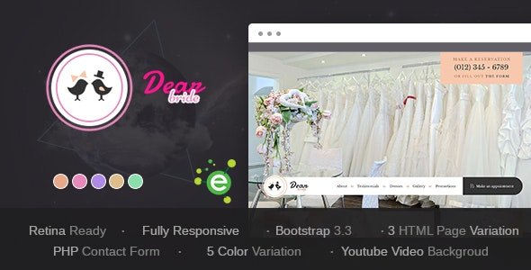 ThemeForest - Dear Bride v1.1 - One Page Wedding Salon HTML Template - 19288559