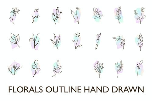 Flower Outline Hand Drawn