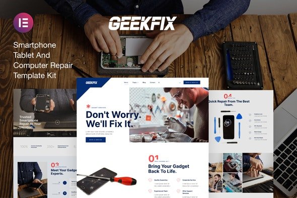 ThemeForest - Geekfix v1.0.0 - Smartphone, Tablet & Computer Repair Elementor Kit - 31299989