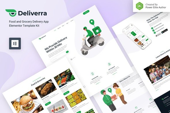 ThemeForest - Deliverra v1.0.0 - Food & Grocery Delivery App Elementor Template Kit - 31332473