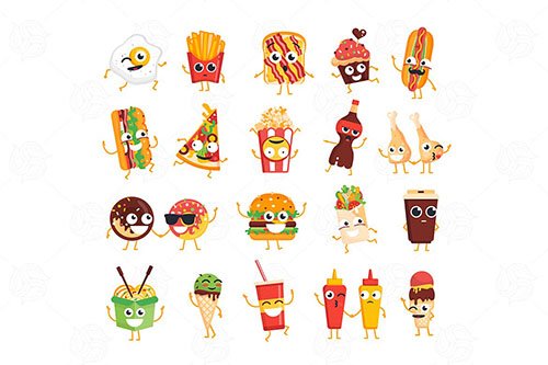 Fast Food - vector set of characters