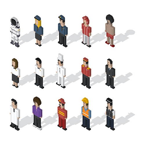 Pixel people illustration