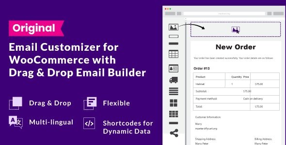 CodeCanyon - Email Customizer for WooCommerce with Drag and Drop Email Builder v1.5.16 - 19849378