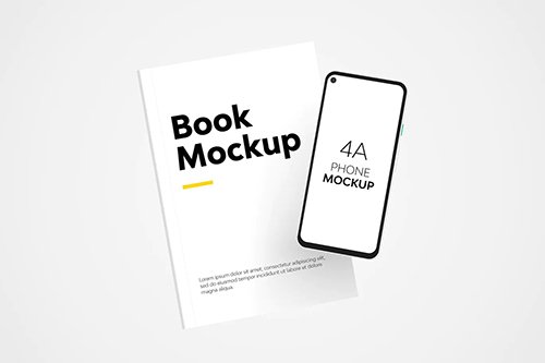 Book & 4A Phone Mockup