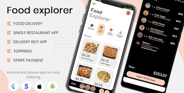 CodeCanyon - Food Explorer v1.0 - Single restaurant Food delivery app with delivery boy in flutter - 29607957