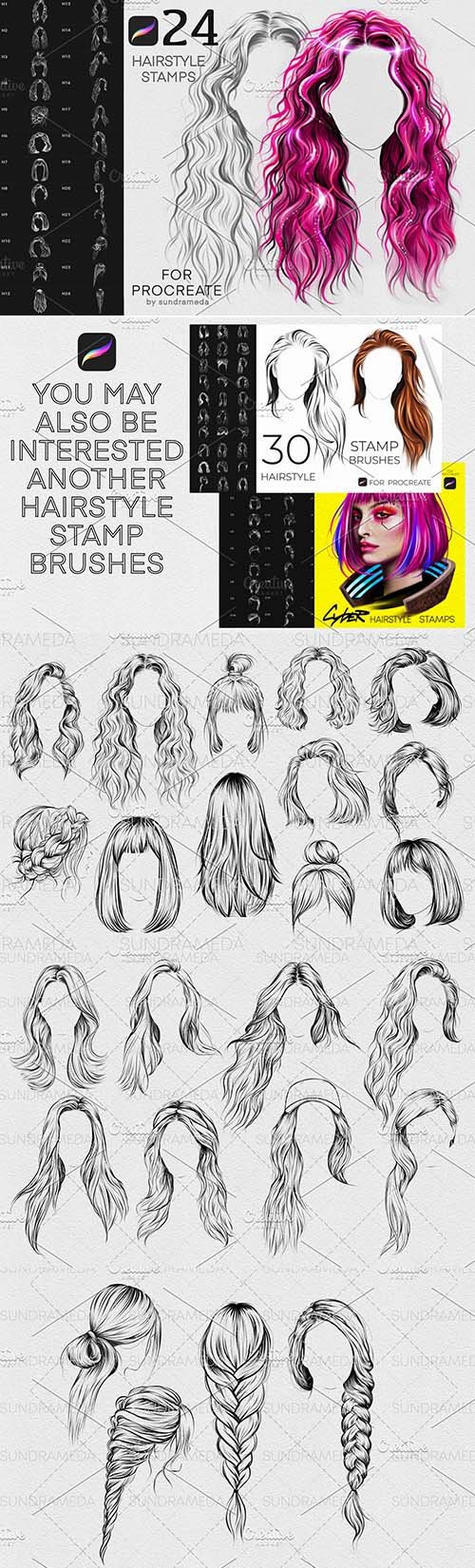 CreativeMarket - Hairstyle II Stamp Brushes Procreate - 5927570
