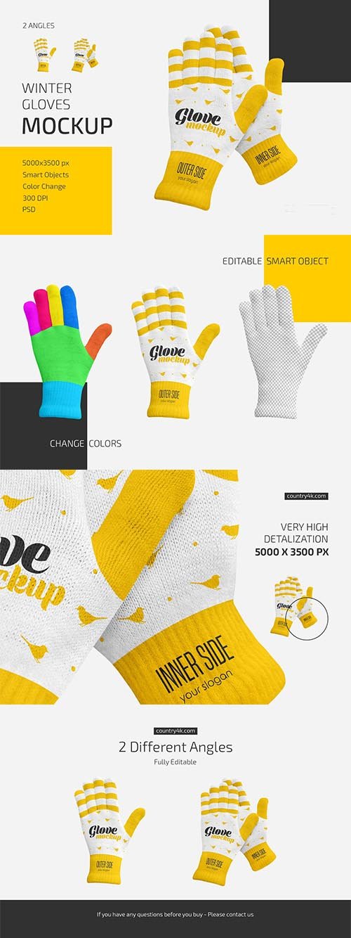 CreativeMarket - Winter Gloves Mockup Set - 6016401