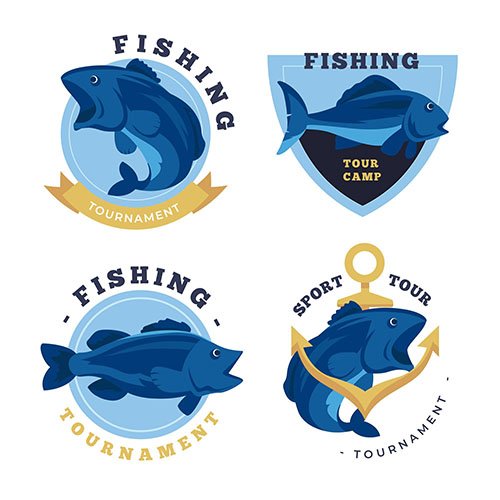Vintage fishing badge set