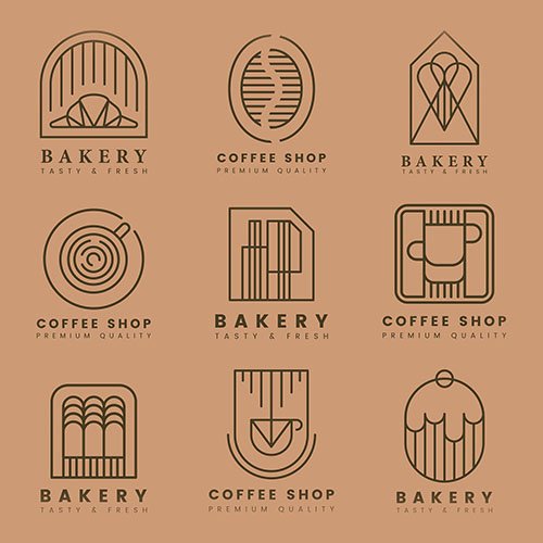 Coffee and pastry shop logo vector set