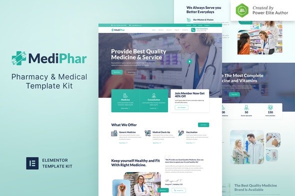 ThemeForest - Mediphar v1.0.0 - Pharmacy & Medical Elementor Template Kit - 31524114