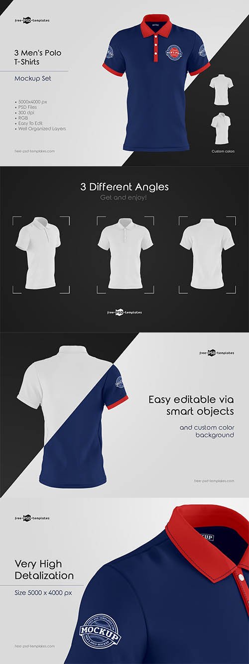 CreativeMarket - Men's Polo T-Shirts MockUp Set - 5848252