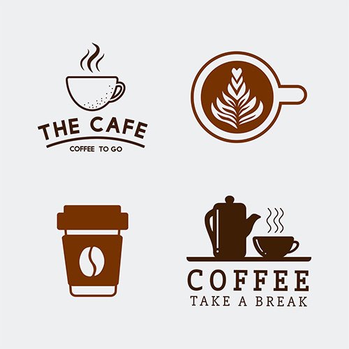 Set of coffee elements and coffee accessories vector logo