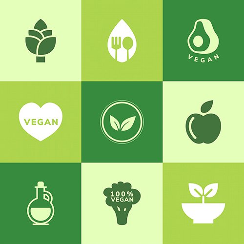 Collection of vegan icon vectors