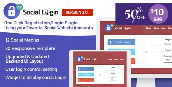 CodeCanyon - Social Login WordPress Plugin - AccessPress Social Login v2.0.8 - 11815891