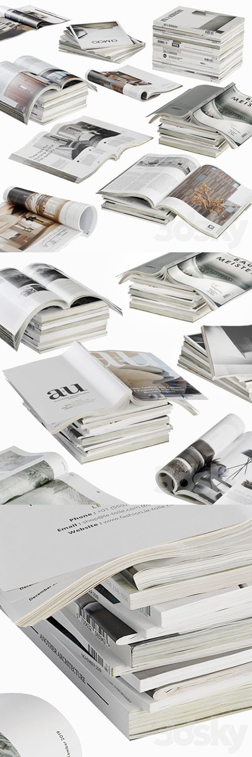Opened Magazines Stack Set - 3D Models [3ds Max]
