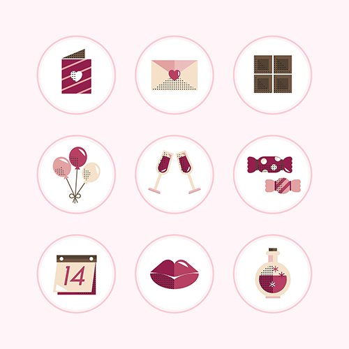 Valentines Symbols And Icons Vector Set 2