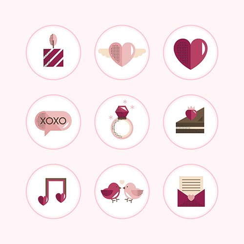 Valentines Symbols And Icons Vector Set