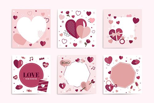 Valentines Day Blank Backgrounds Vector Set
