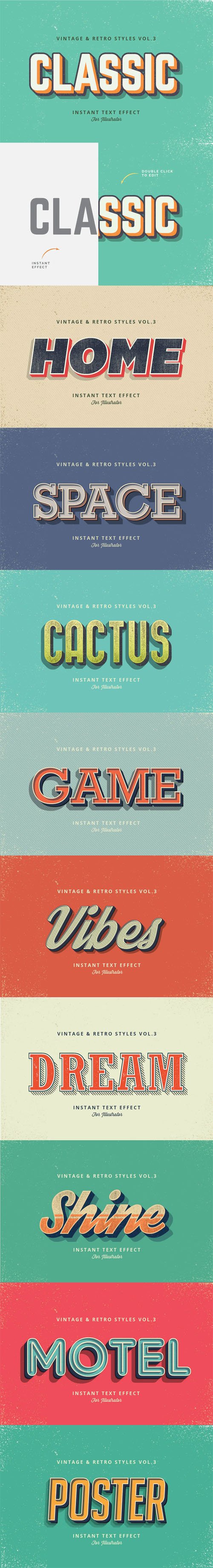10 Vintage and Retro Graphic Styles Vol.3 for Adobe Illustrator