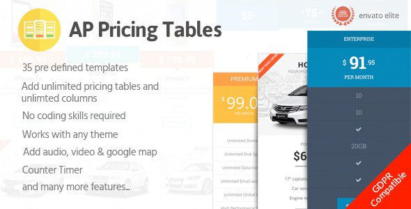 CodeCanyon - AP Pricing Tables v1.0.4 - Responsive Pricing Table Builder Plugin for WordPress - 19444865