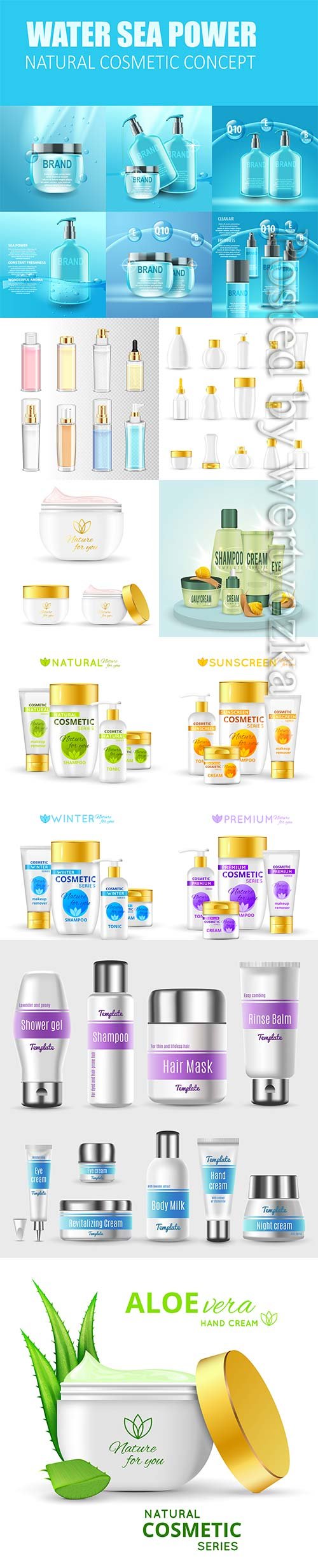 Realistic products cosmetic vector template