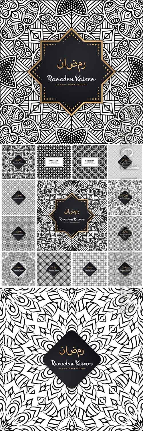 Seamless islamic black and white vector pattern