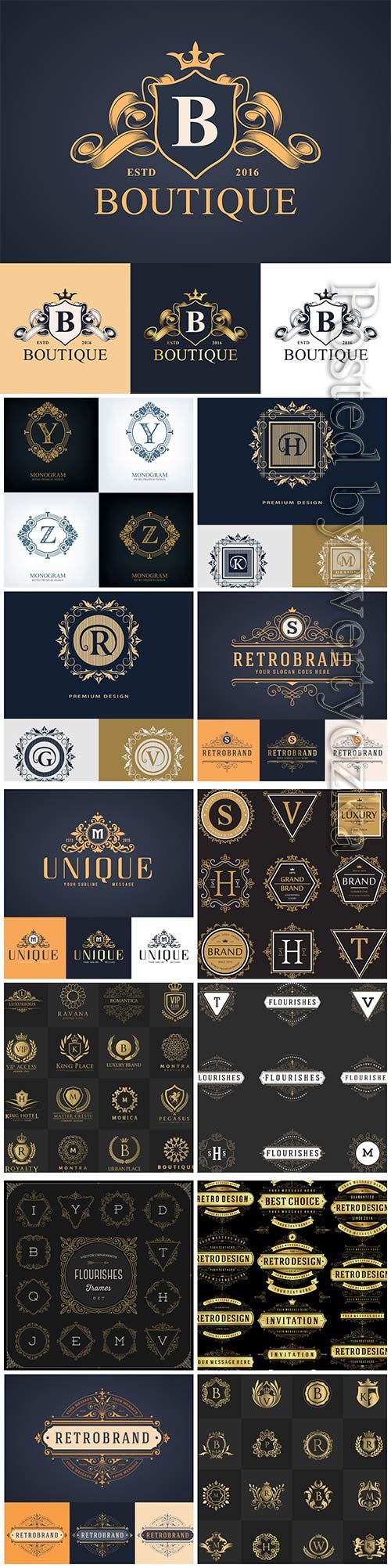 Logos, badges and design elements in vector
