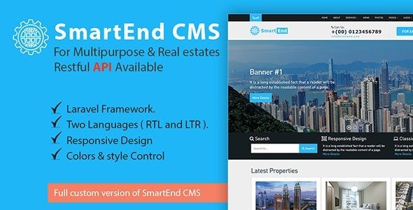 CodeCanyon - SmartEnd CMS for multipurpose & real estate with Restful API v1.0 (Update: 18 May 18) - 21110285