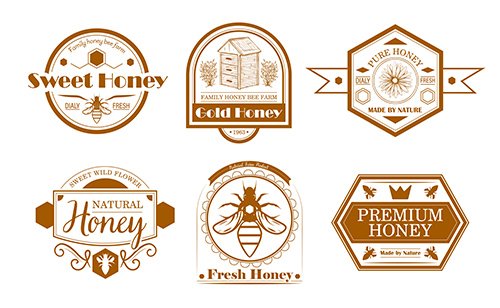 Bee farm labels set