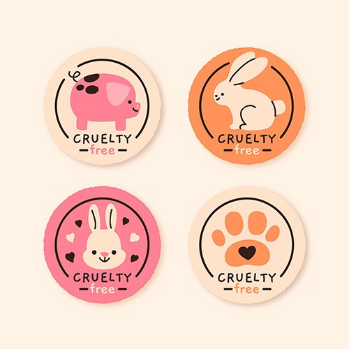 Hand-drawn cruelty free badge collection