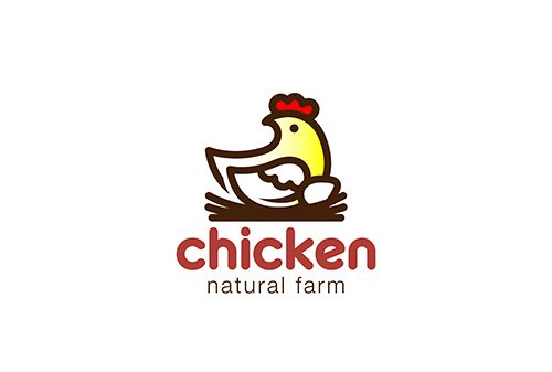 Chicken sitting nest logo linear vector