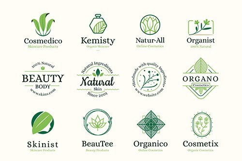 Nature cosmetics logo vector collection