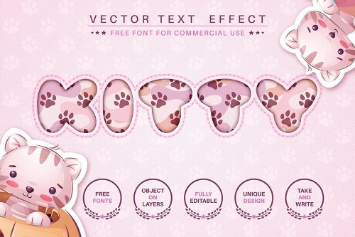 Paper cat - Editable Text Effect Font Style