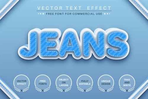 Jeans - editable text effect, font style