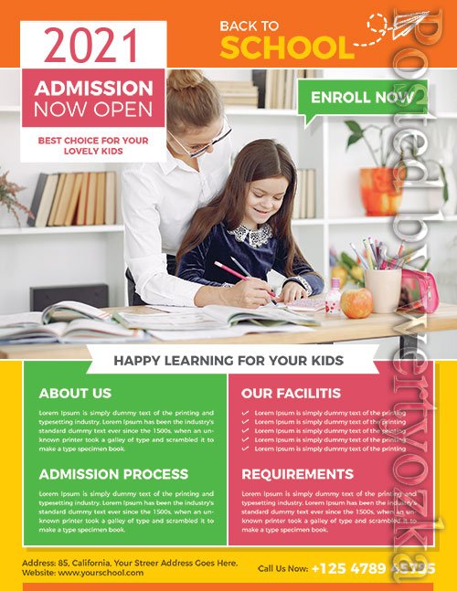 Admission Back To School PSD Flyer Design Template