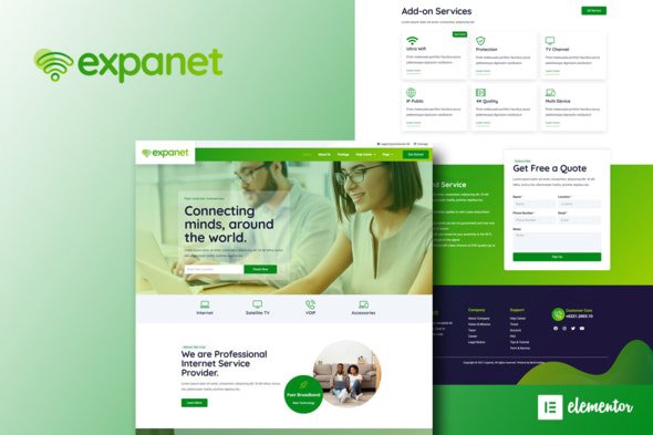 ThemeForest - Expanet v1.0.0 - Broadband & Internet Services Elementor Template Kit - 31889004