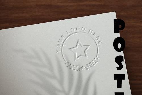 Logo Mockup Embossed on Paper - Mockup - 6121230