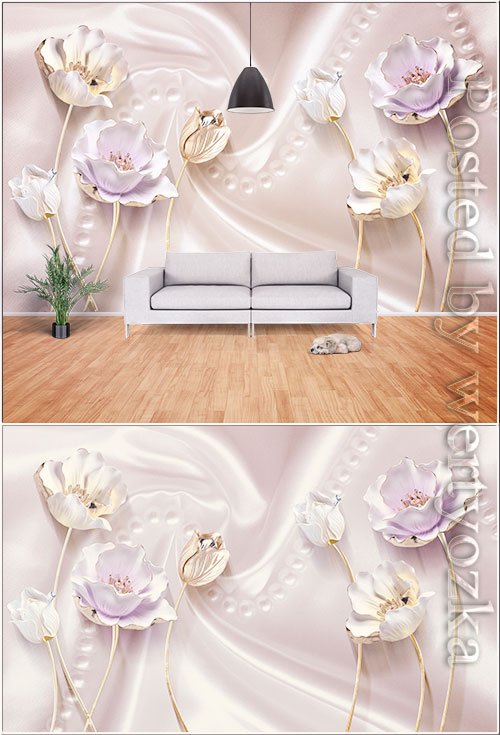 3d pink satin stereo tulip jewelry background wall