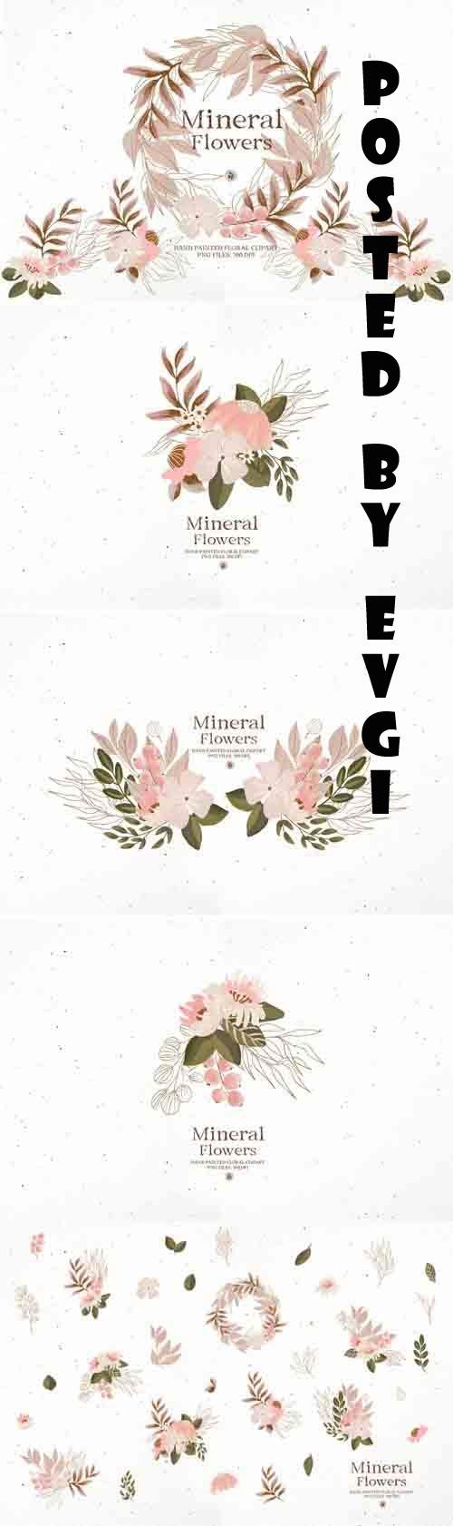 Mineral Flowers - Painted Floral Clipart