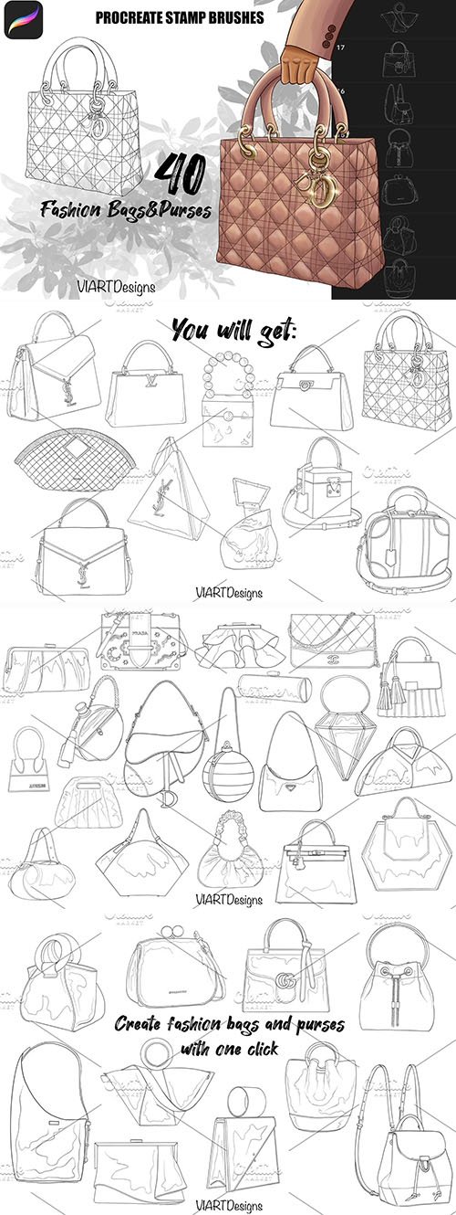 CreativeMarket - Fashion bags & purses stamps Procreate - 5915833