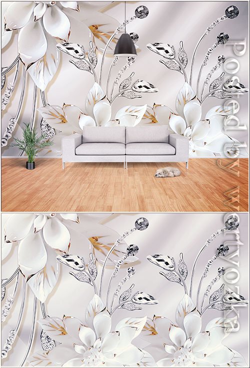 Modern minimalist three dimensional embossed flower wall customization
