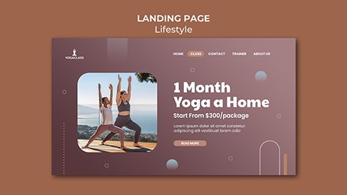 Psd landing page template for yoga practice and exercise